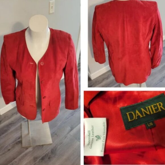 Danier Red Suede/Leather Jacket - Picture 1 of 3